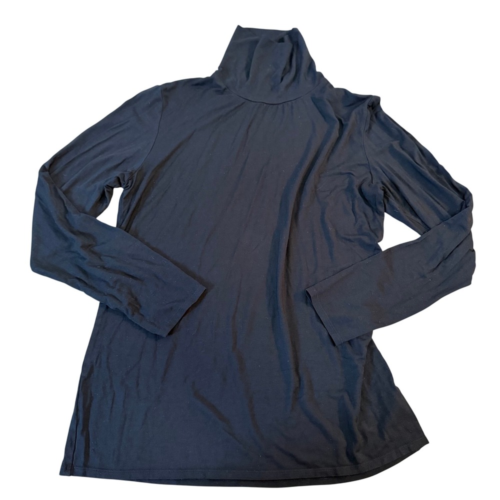 Nordstrom Collection Black Modal Blend Long Sleeve Turtleneck Top‎ XL